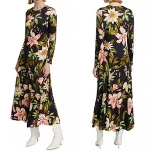 Farm Rio Surreal Flowers Long Sleeves Midi Dress